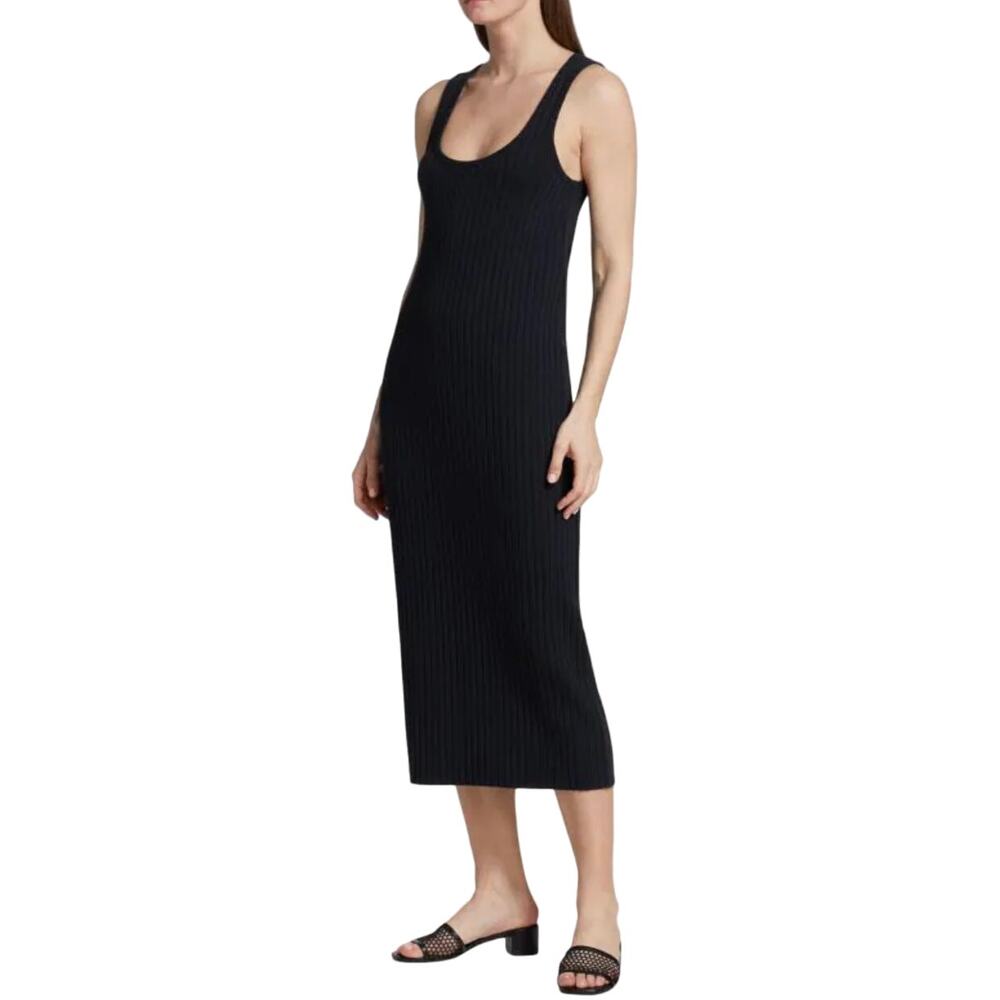 Vince Ribbed Knit Midi Tank Dress in Coastal Navy Blue Size XS Quiet Luxury